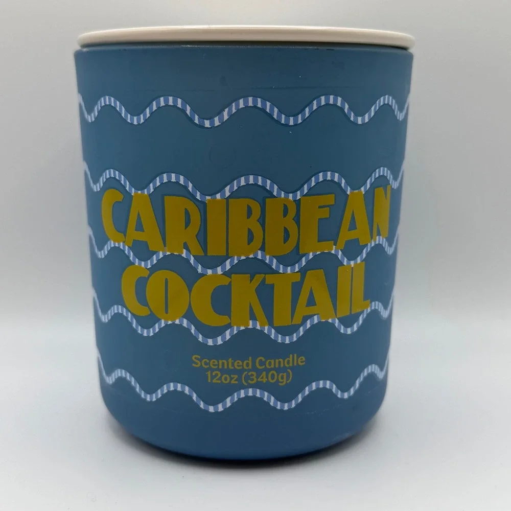 Room Essentials Caribbean Cocktail Scented Jar Candle with Lid 12oz Blue Wave - Picture 1 of 3